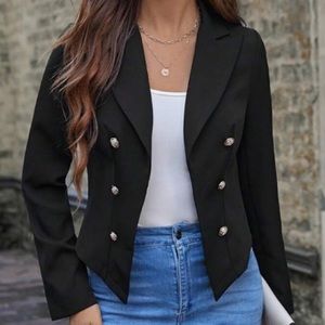 NWT Black Classic Double Breasted Button Blazer